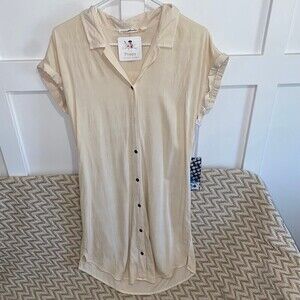 Given Kale Signature Shirt Dress in Oat NWT
